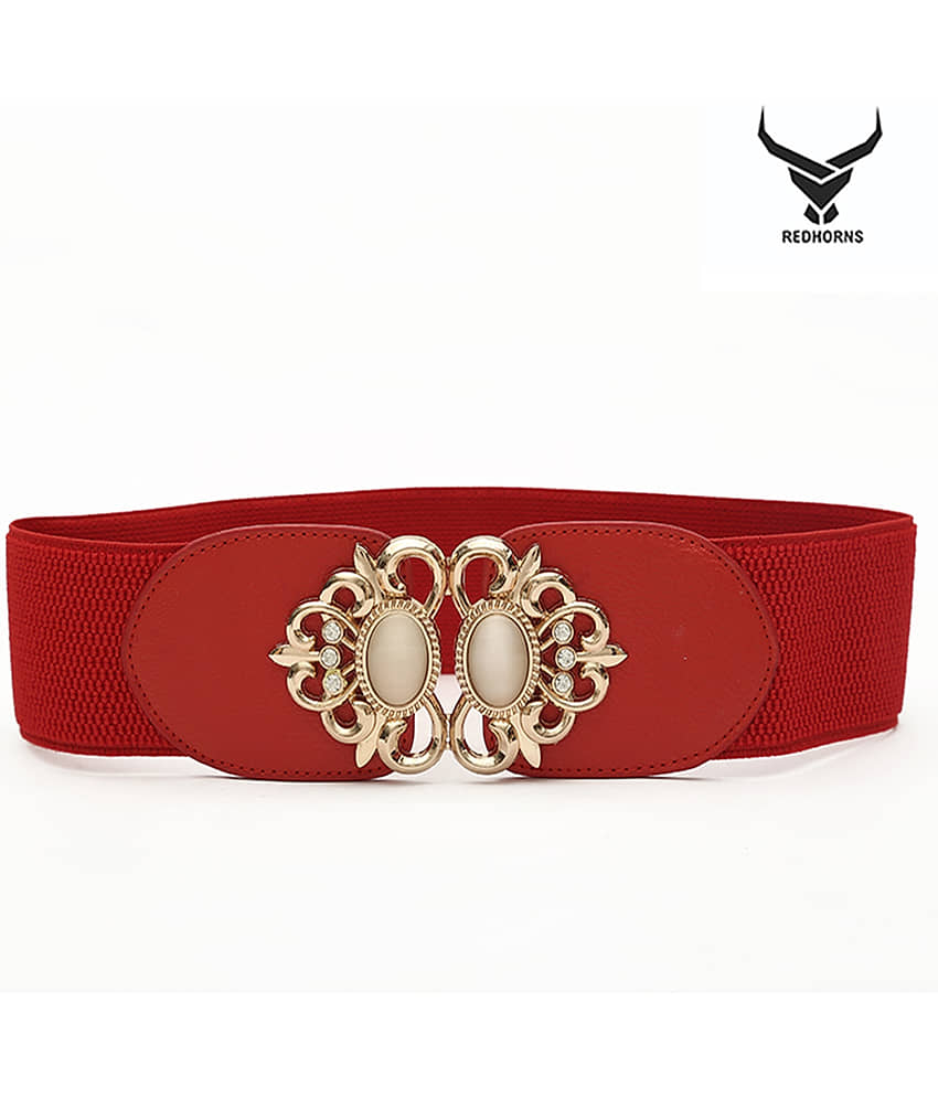 REDHORNS Girls Red Fabric Casual Belt ( Pack of 1 )