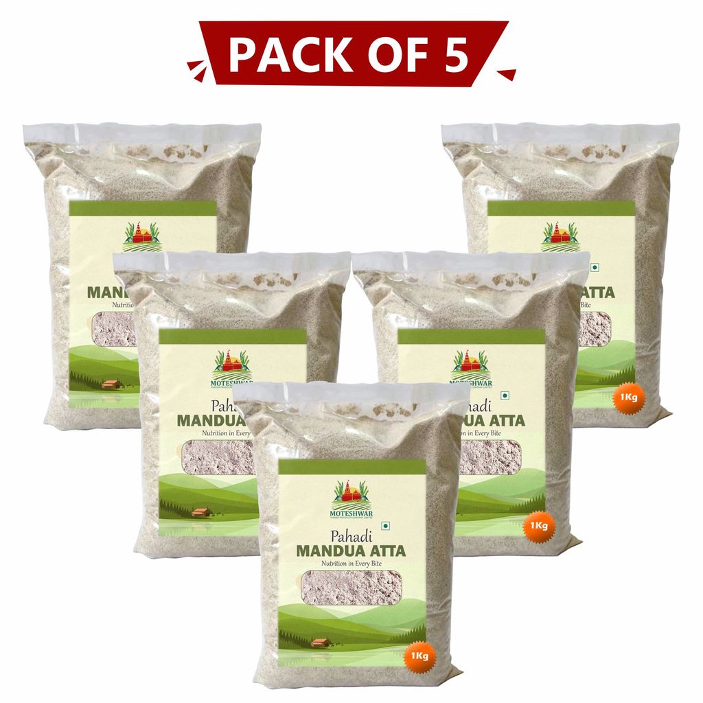 Pahadi Mandua Atta 1 kg Pack of 5 by Moteshwar Farmer Producer Company Limited