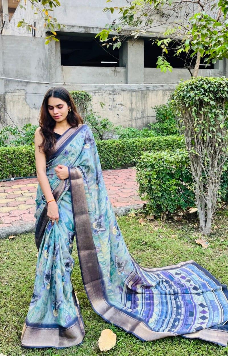 Digital Print Dola Silk Saree view 2