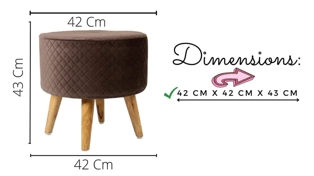 Shadowkart Ottoman Pouffes Sitting Mudda Puffy Stool for Living Room Dressing Table Pouf Round Footstool for Office Home Decor, Check Holland Velvet ,16x16x17 Inch view 2