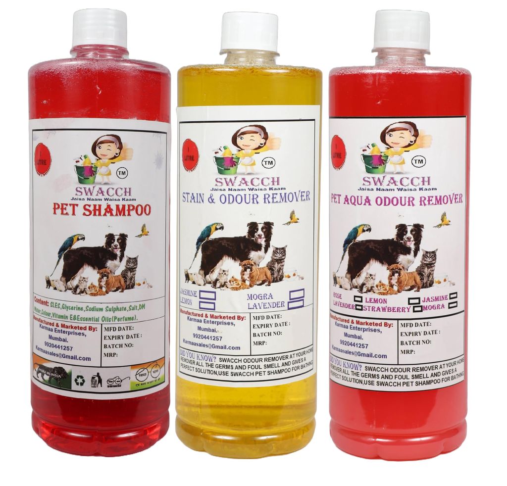 Swacch Pet Shampoo (Jasmine) + Deodorizer (Rose) + Stain Remover (Lemon) (1 Litre) (Combo Pack of 3) view 2