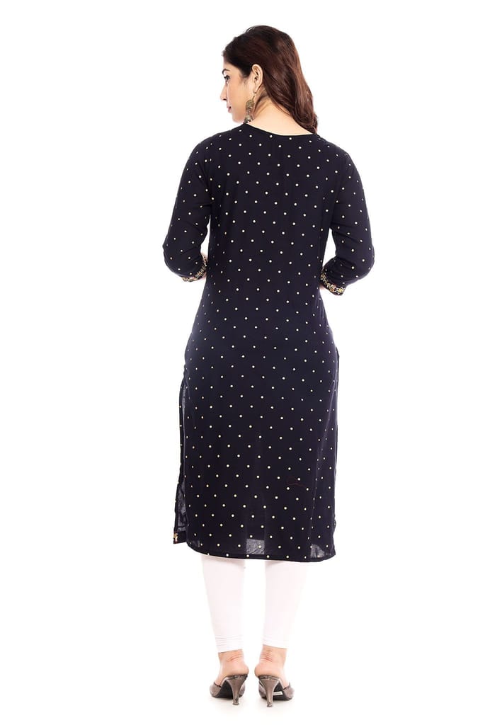 MANMAYEE Women's Rayon Embroidery Straight Kurti | Straight Kurti view 2