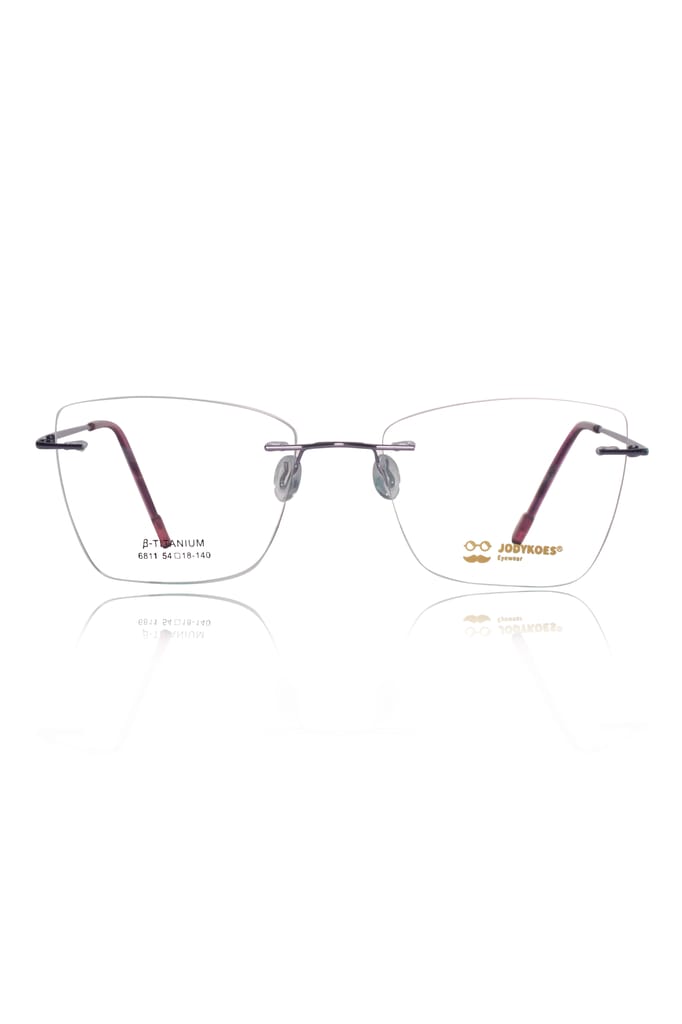 Jodykoes Rimless Cat Eye Spectacle Frame for Men & Women | Frameless Eyeglasses with Lightweight Metal | Adjustable Nose Pads | Office, Professional & Daily Wear view 2