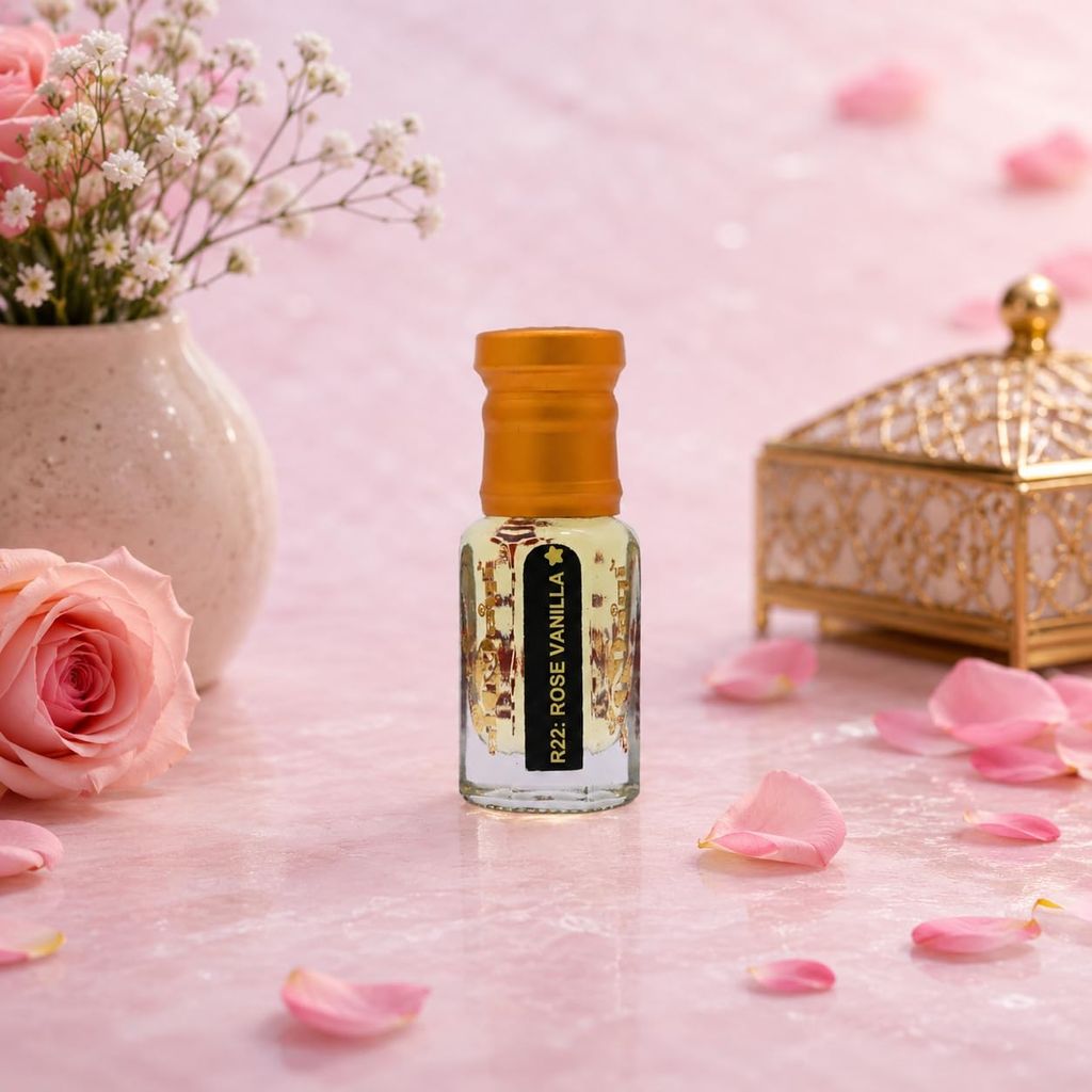 alnaqi fragrances Rose Vanilla Attar_parent|Perfume Oil, Alcohol-Free Roll-On, Arabian Attar with Fresh Rose & Creamy Vanilla Notes, Long-Lasting Concentrated Perfume Oil, Unisex Arabic Fragrance view 2