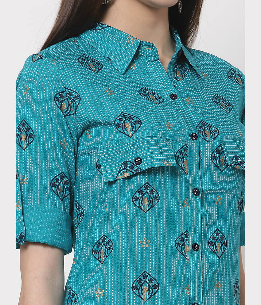 HISHAM - Blue Rayon Women's Straight Kurti ( Pack of 1 ) view 2