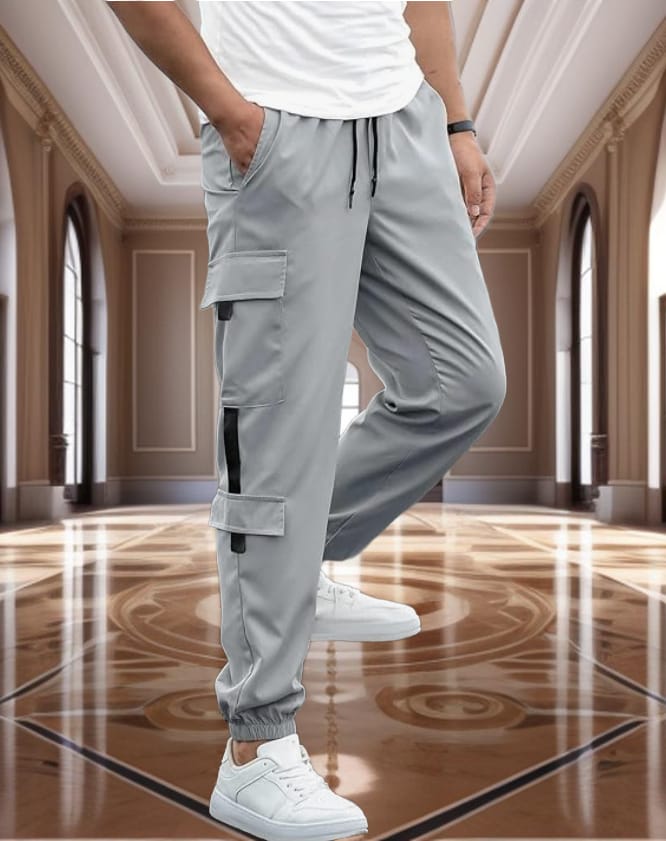 Men's Casual Cargo Pants with Drawstring, Multi-Pockets, Joggers, Streetwear, Hip Hop, Trousers view 2