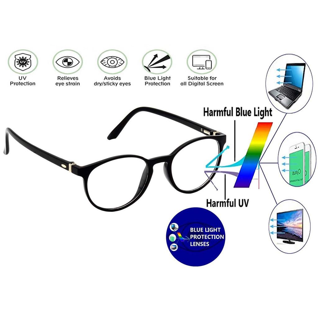 Hrinkar Blue Light Blocking Zero Power Computer Glasses for Eye Protection with Blue Cut for Men & Women | Black | HBCT-FRM-BK-14