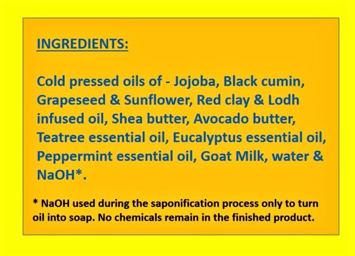 Red Clay & Lodh Bark Goat Milk Soap (Certified Organic Ingredients) - Normal / Oily Skin. view 2