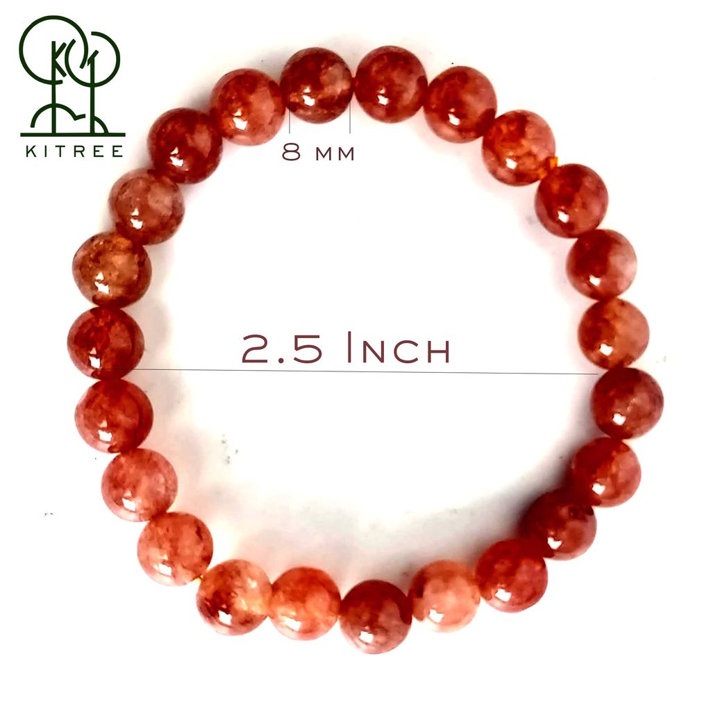 KITREE NATURAL SUNSTONE CRYSTAL BRACLET 8MM ROUND FOR UNISEX(COLOR MULTI) view 2