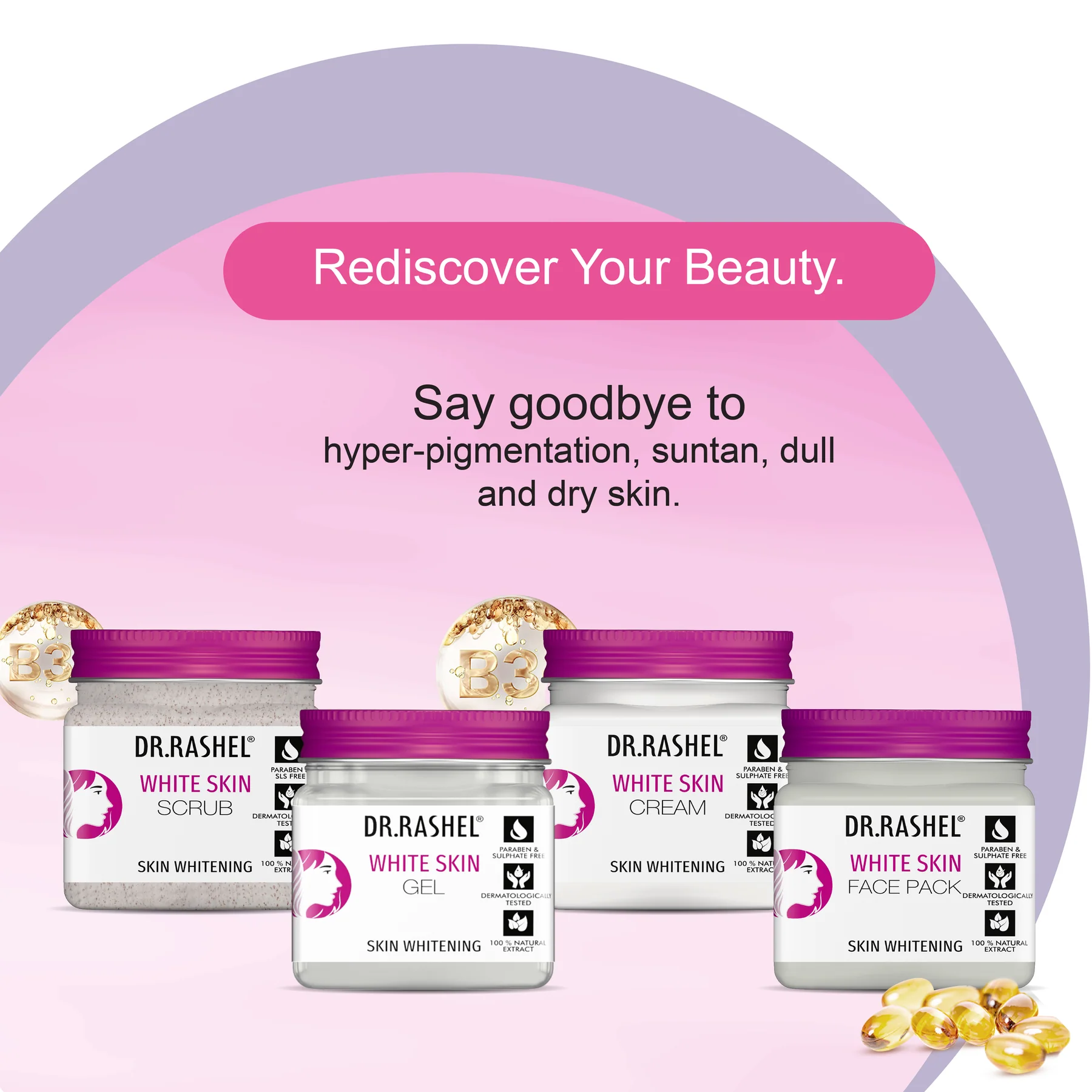 White Skin Pack of 4 Mini Jars (180ml) view 2