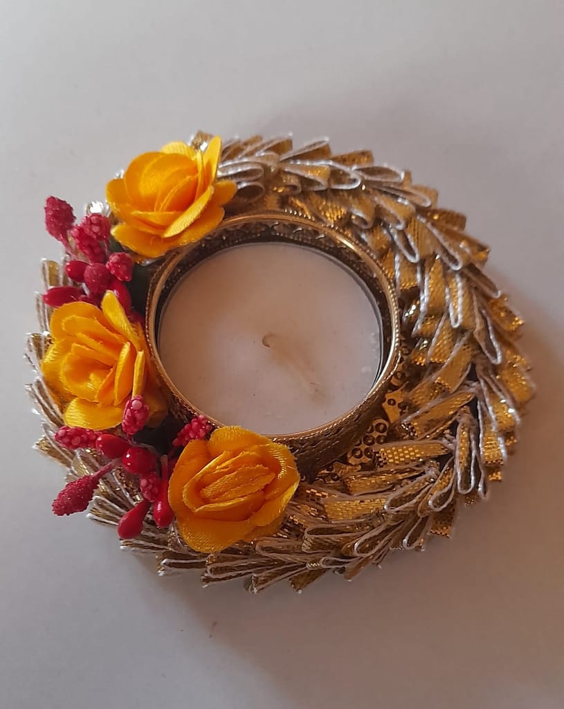 Yellow (1 pc) Christmas Wax Candle Holder, Christmas Decoration Items for Home | Xmas Light Items view 2