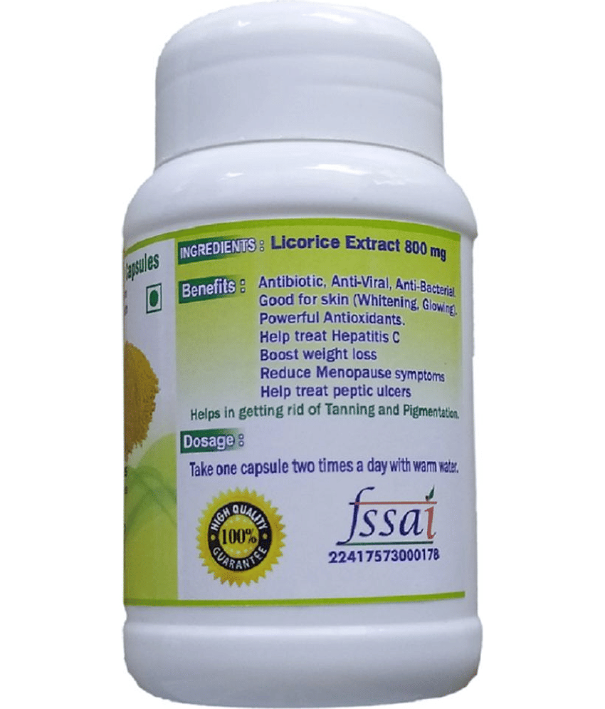 Biomed Licorice (Mulethi) Capsules, 800 Mg Capsule 90 No.S Pack of 1 view 2