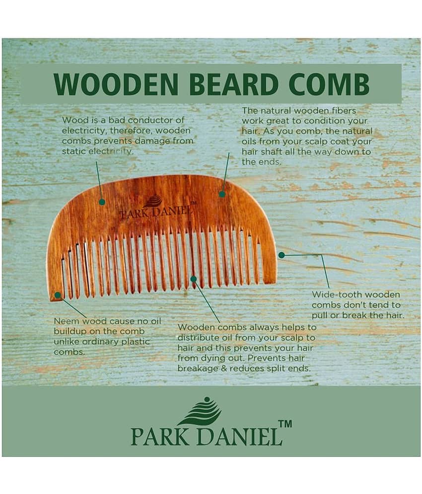 Park Daniel Beard & Neem Wooden Comb Fine Tooth Rattail Comb Pack of 2 view 2