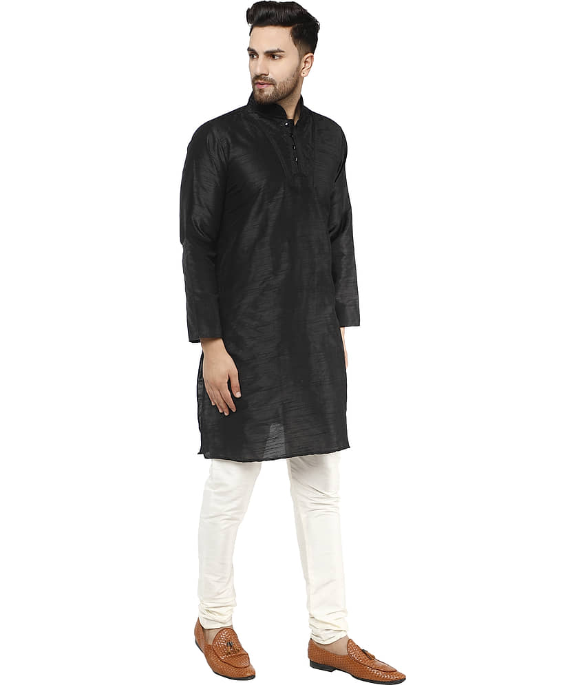 SKAVIJ Gold Silk Blend Kurta Pyjama Set view 2