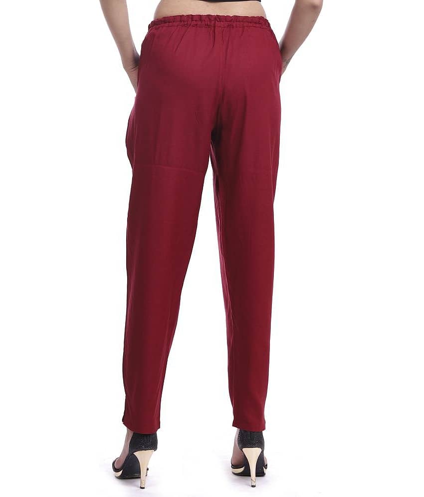 Lee Moda - Rayon Flared Maroon Women's Formal Pants ( Pack of 1 ) view 2