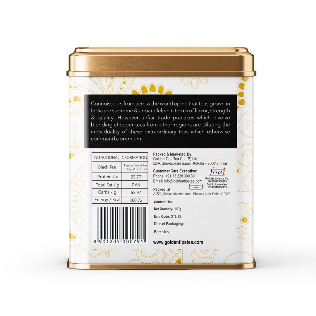 Golden Tips Full Leaf Black Tea Tin Can Chocolate Flavour (50 cups, 100 Gram ) view 2