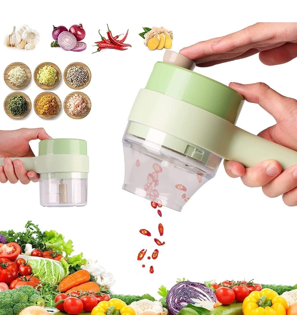 Portable Electric Mini Garlic & Vegetable Chopper - Light Green Kitchen Tool