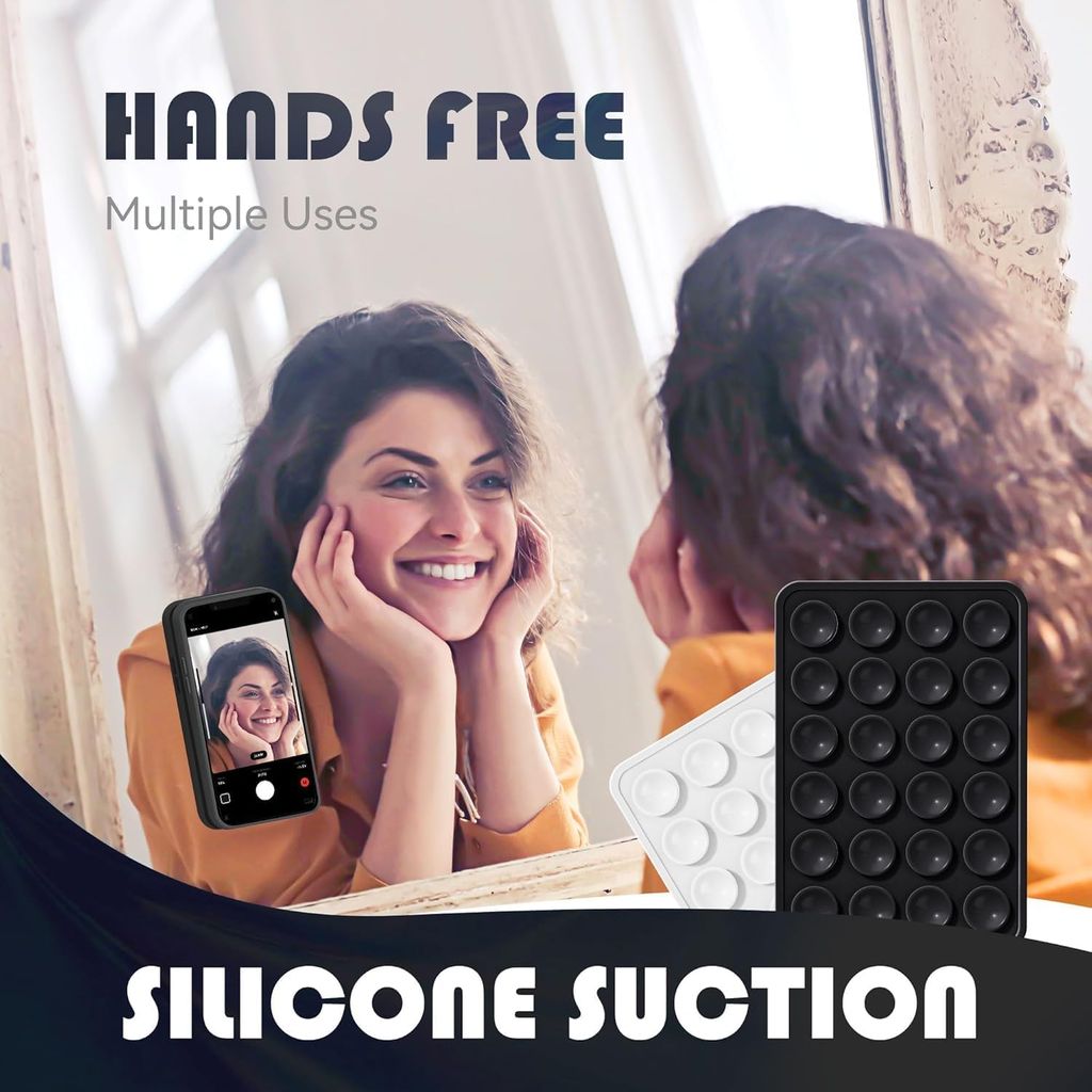 Double-Sided Suction Cup Phone Case Mount, Anti Slip Silicon Sticky Phone Stand for iPhone and Android, Hands-Free Strong Grip Holder for Selfies and Videos (Multicolor) view 2