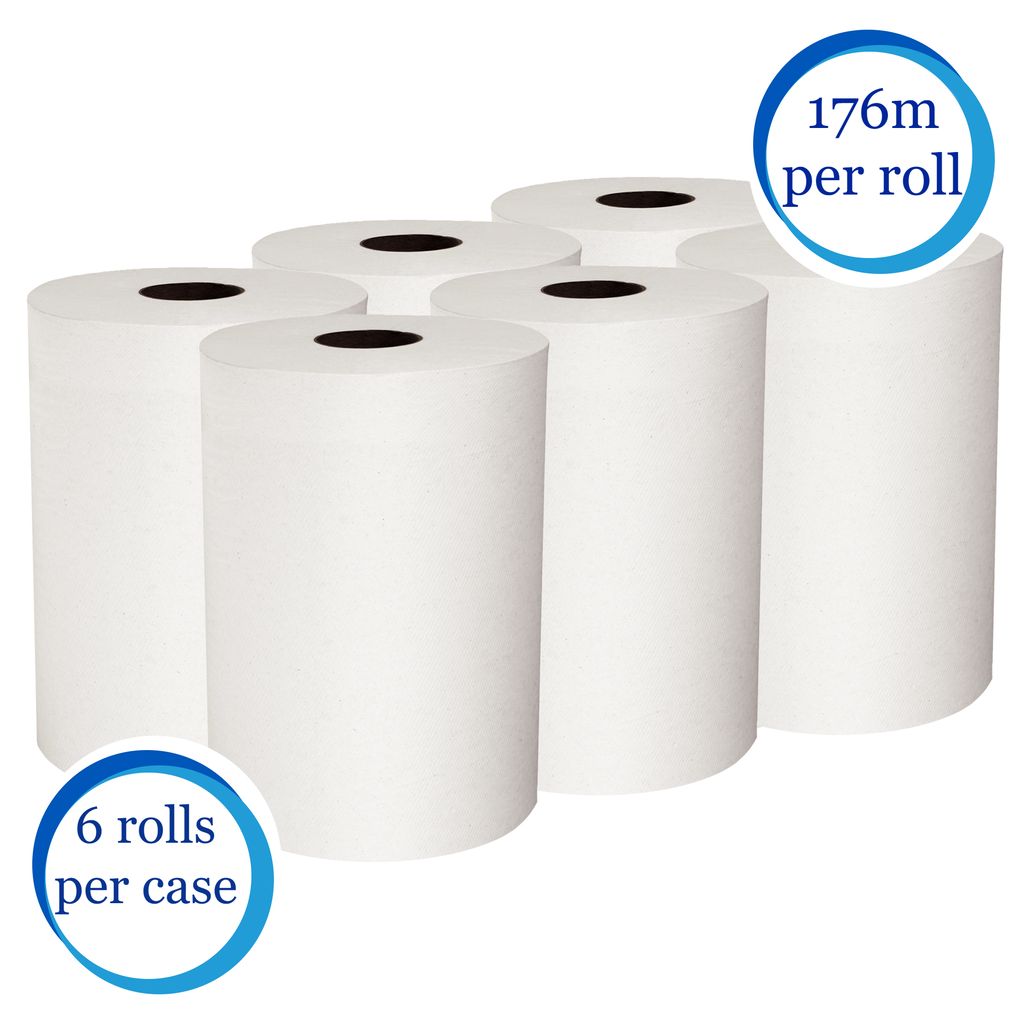 KIMBERLY CLARK Scott® Slimroll™ Paper Hand Towels (12388), White Paper Towel Roll, 6 Compact Rolls / Case, 176m / Roll (1056m)