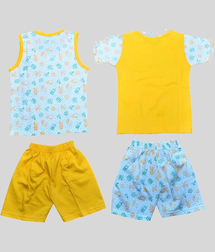 TRITI Pack of 2 Boys Cotton T-Shirt & Pants Set ( Yellow ) view 2