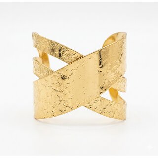 Wide Gold Cuff Bracelet for Women Hammered Textured Finish Criss-Cross Bangle Modern Multi-Layer Statement Jewelry