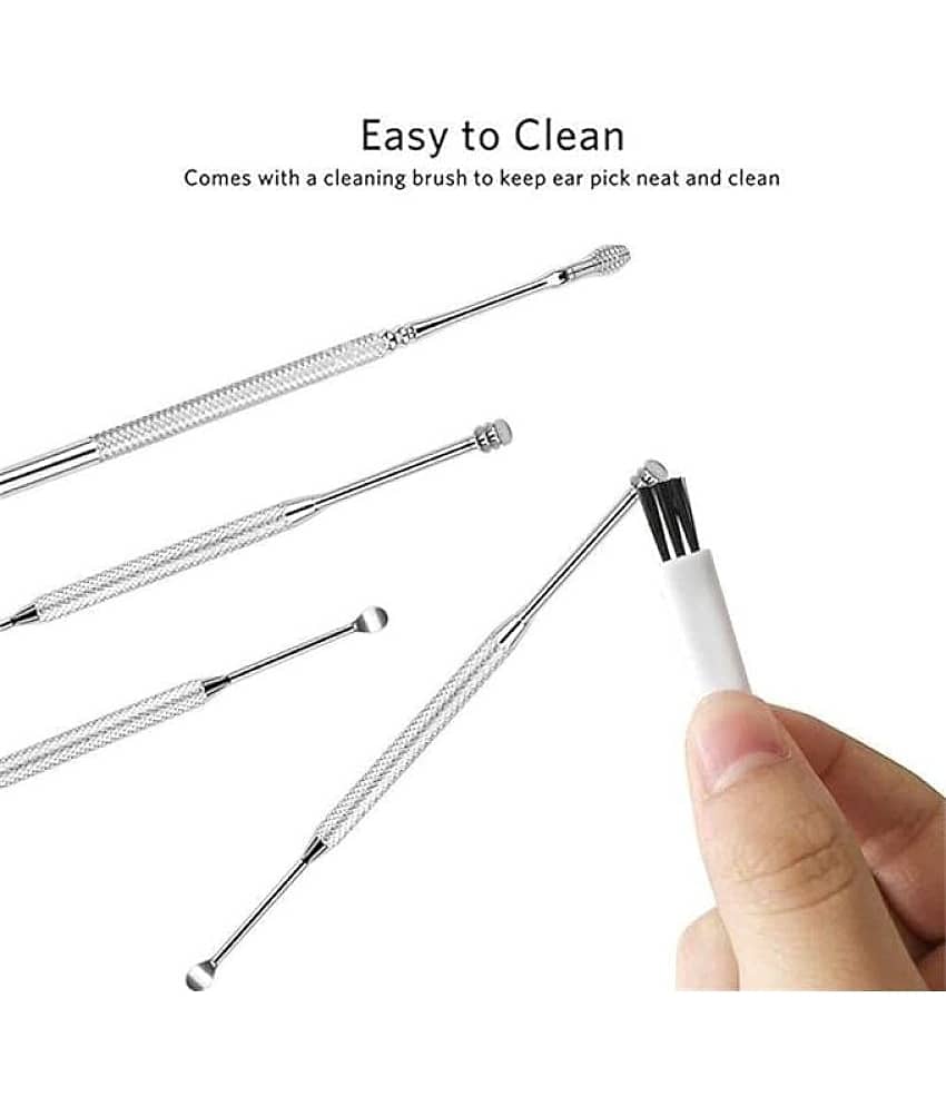 Shopeleven Stainless Steel Effective Ear Wax Cleaner Kit with a Storage Box - Set of 6 (Silver) | Remover Tool | Comfortable Ear Wax Picker | Ear Wax Cleaner for Baby and Adults | Hygiene Essentials view 2