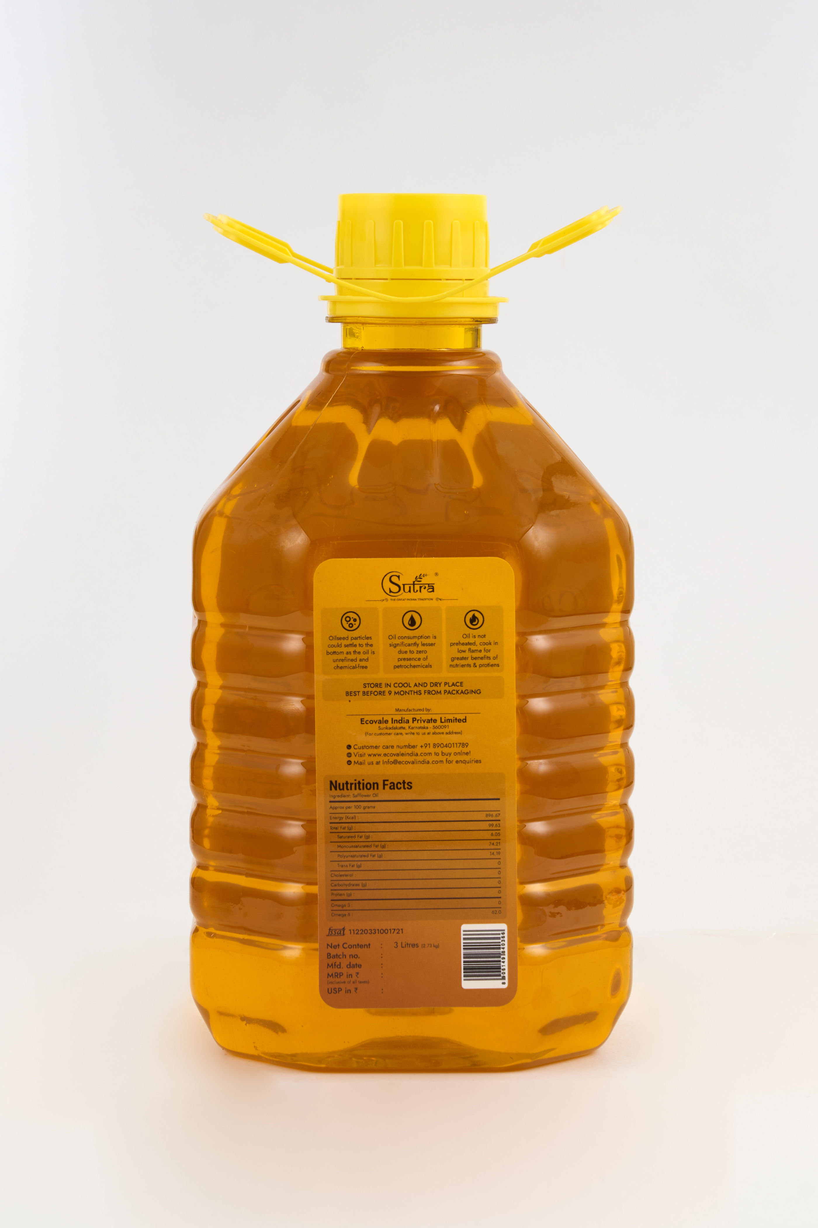 Sutra Safflower Premium Oil, 3 L view 2