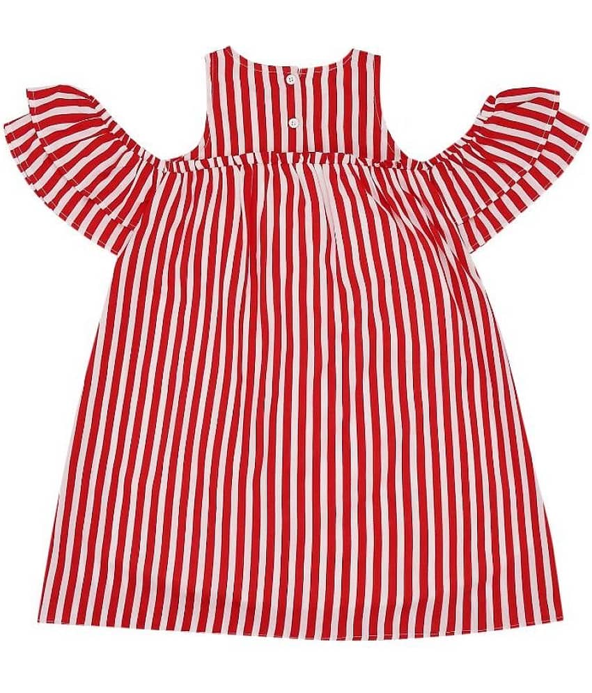 K&U Crepe A-line For Girls ( Pack of 1 , Red ) view 2