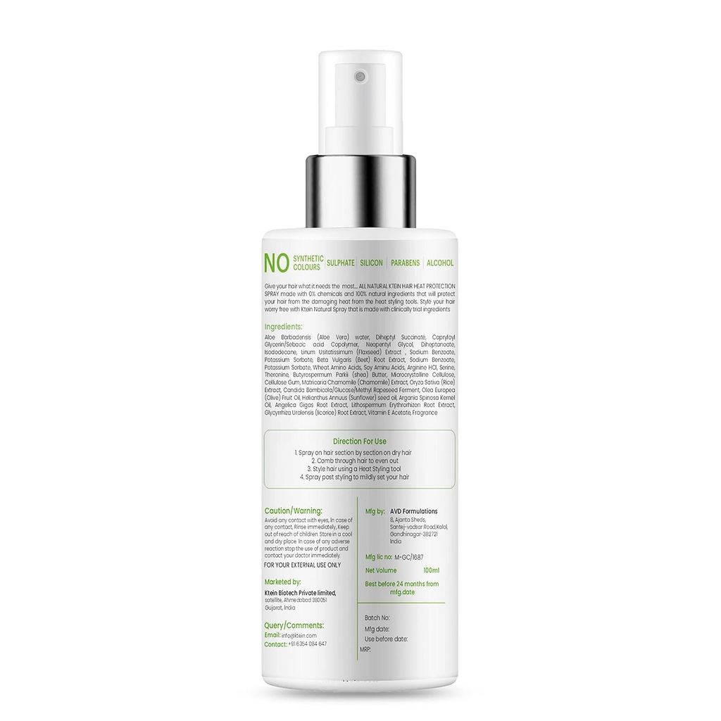 Ktein 100% Plant based Natural Hair Heat Protection Spray 100ml view 2