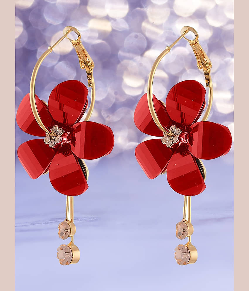 YOUBELLA Red Danglers Earrings ( Pack of 1 ) view 2