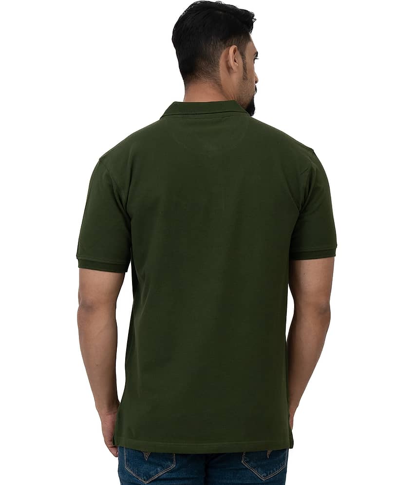 Cotstyle Pack of 1 Cotton Blend Regular Fit Solid Half Sleeves Men's Polo T Shirt ( Green ) view 2