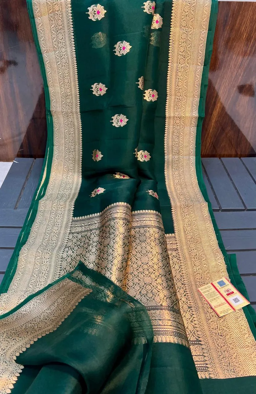 Banarasi Handloom KhaddiPure organza Kora Silk Saree view 2