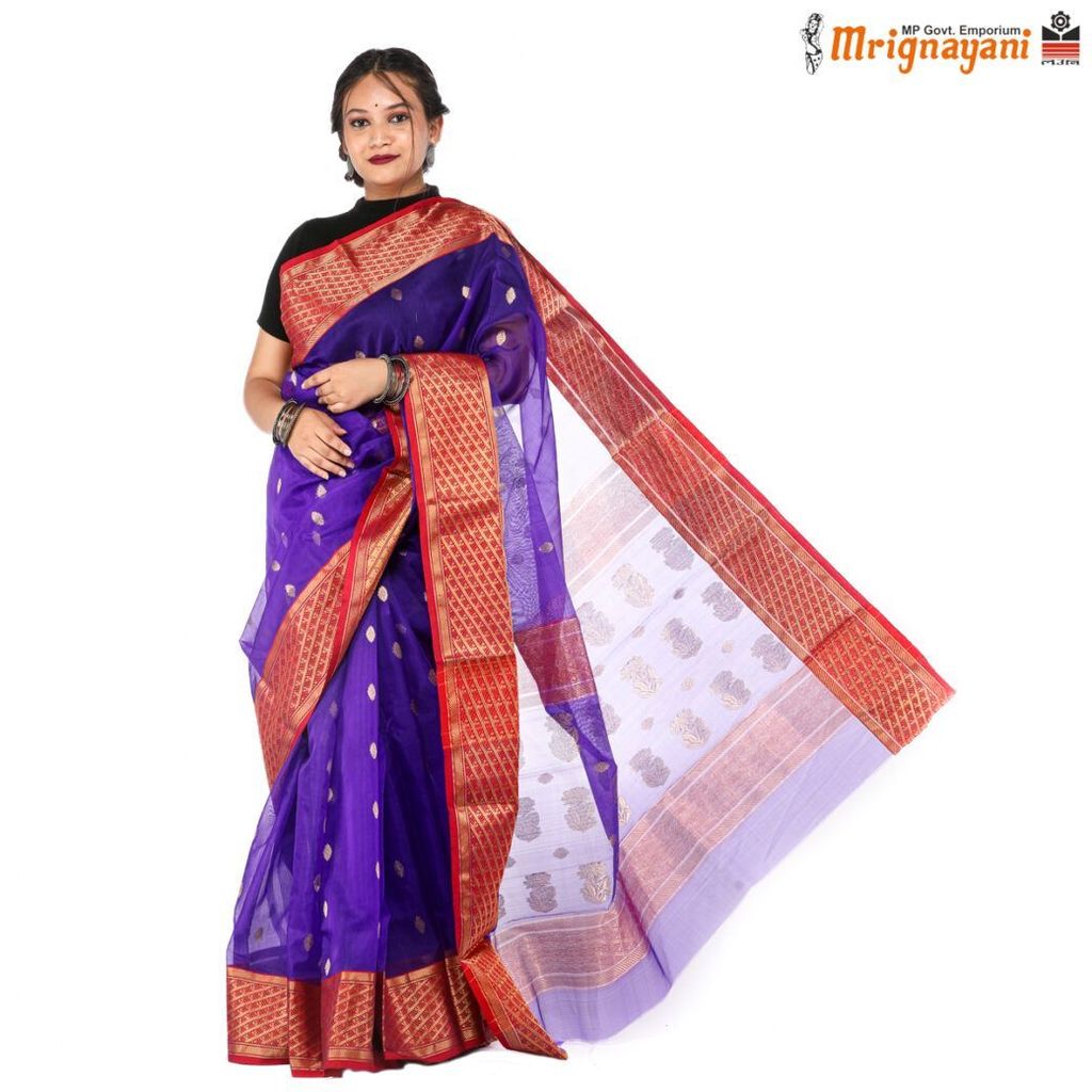 HANDLOOM CHANDERI SILK SAREE WITH BLOUSE (SKU - 1SC103151121, SAREE - 1014) view 2