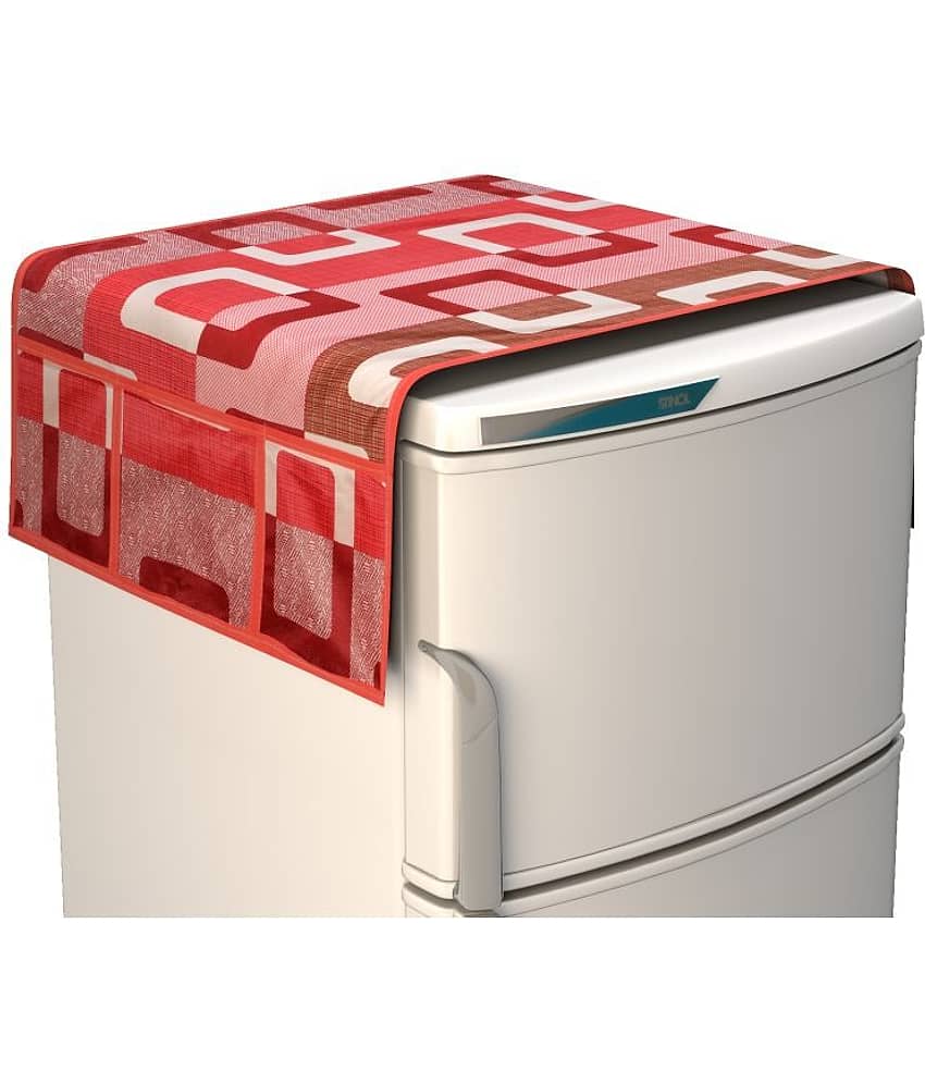 Laphino Polyester Floral Fridge Mat & Cover ( 97 55 ) Pack of 5 - Brown view 2