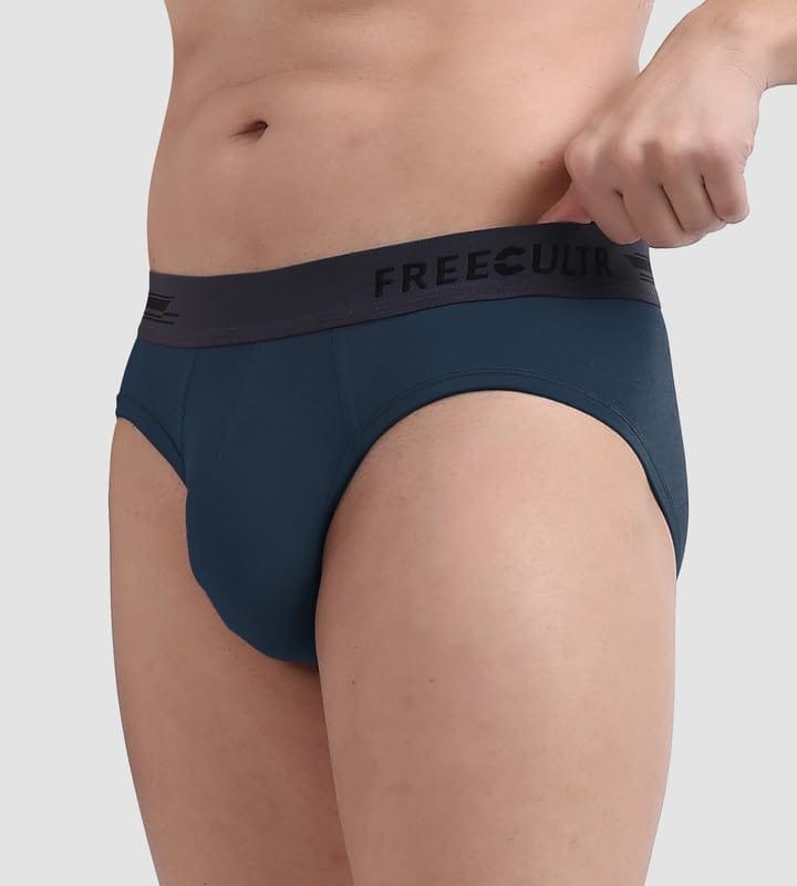 FREECULTR Men's Underwear Anti Bacterial Micromodal Airsoft Brief - Non Itch No Chaffing Sweat Proof Pack of 1-Prussian Blue view 2