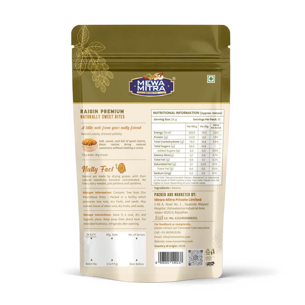 MewaMitra Premium Raisins 250g | Golden Kishmish | Naturally Sweet Dry Fruits view 2