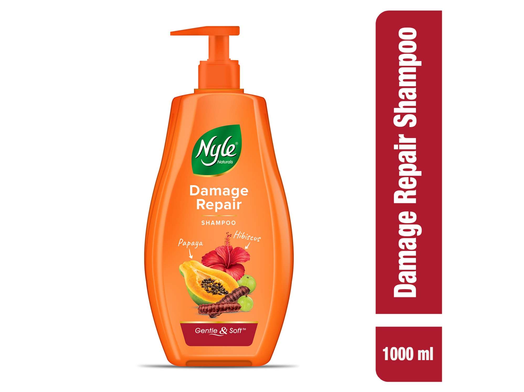 Nyle Naturals Damage Repair Anti Hairfall Shampoo, With Shikakai And Hibiscus, PH balanced and Paraben free, For Men and Women 1 Litre