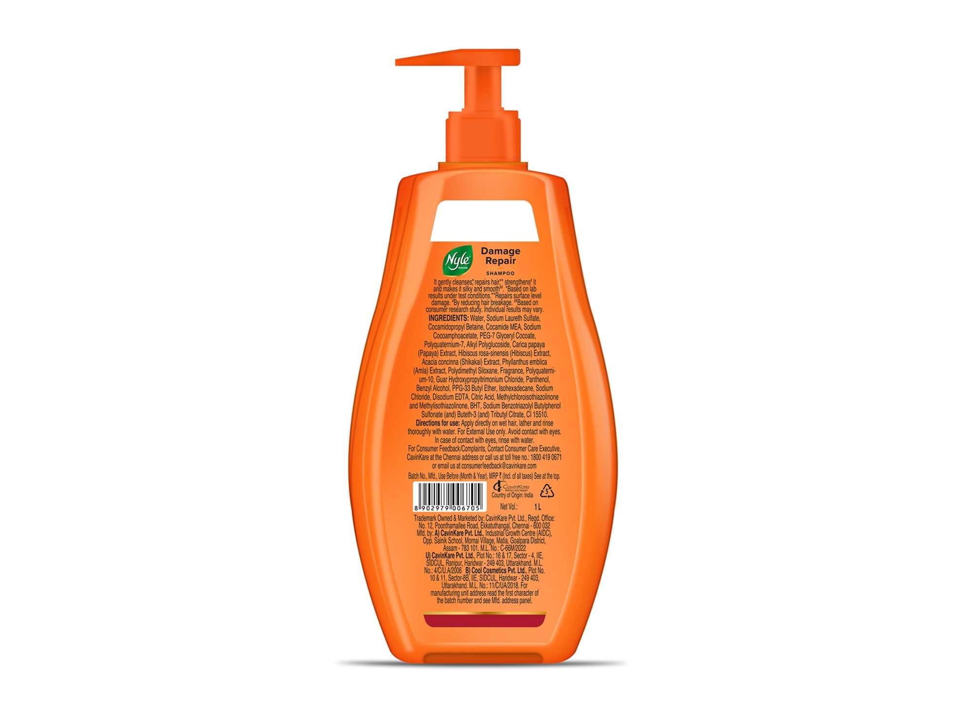 Nyle Naturals Damage Repair Anti Hairfall Shampoo, With Shikakai And Hibiscus, PH balanced and Paraben free, For Men and Women 1 Litre view 2