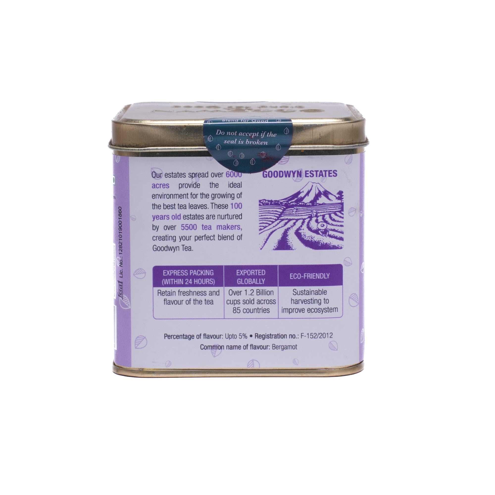 Goodwyn Earl Grey Black Tea (100 gm) | Made with Bergamot | From Own Tea Estates | 100% Natural Loose Leaf Tea | Low Caffeine Non Bitter | Rich in Antioxidants view 2