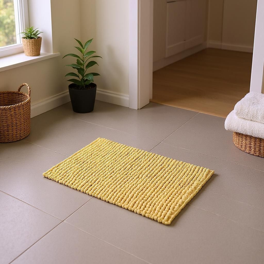 Natural Fiber Textured Bath Mat & Doormat | Absorbent & Durable Home Floor Rug view 2