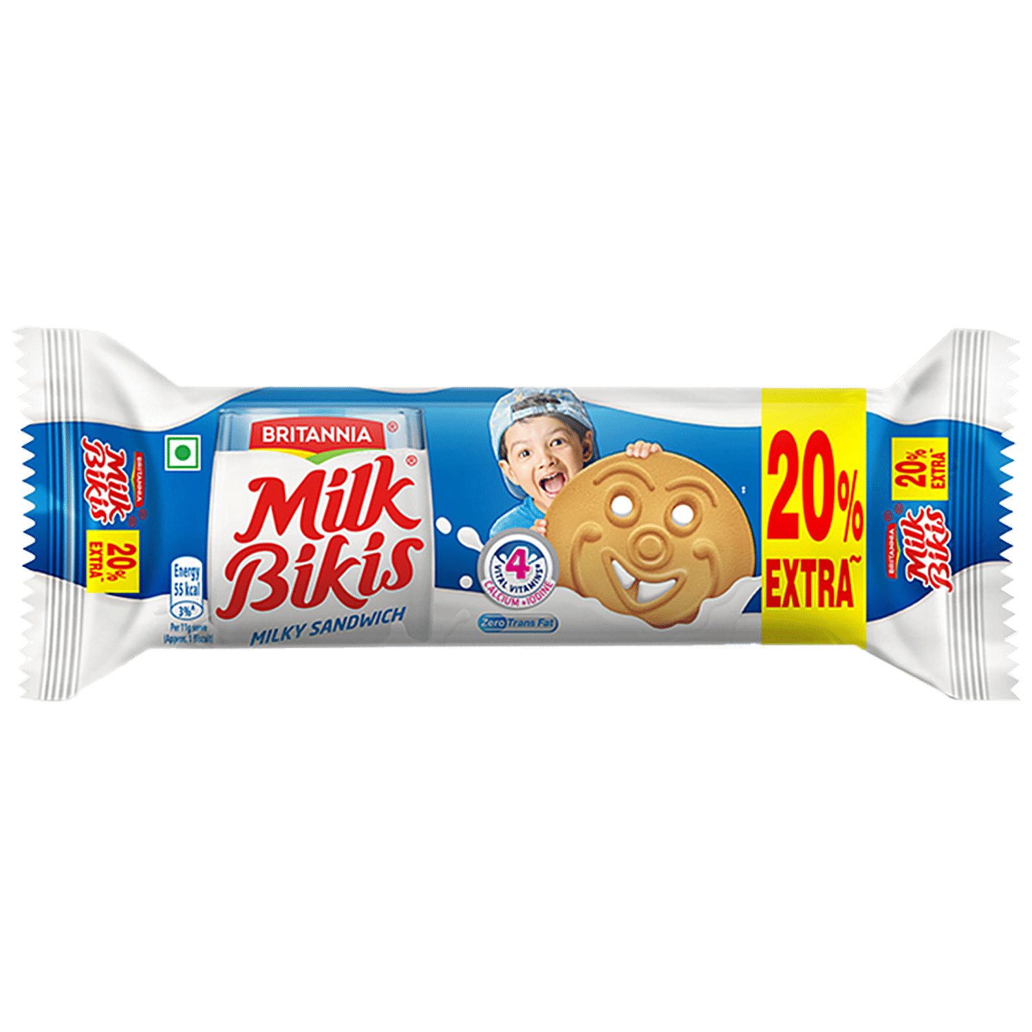 Britannia Milk Bikis - Milk Cream Biscuits, Essential Nutrients, Teatime Snack, 100 G view 2