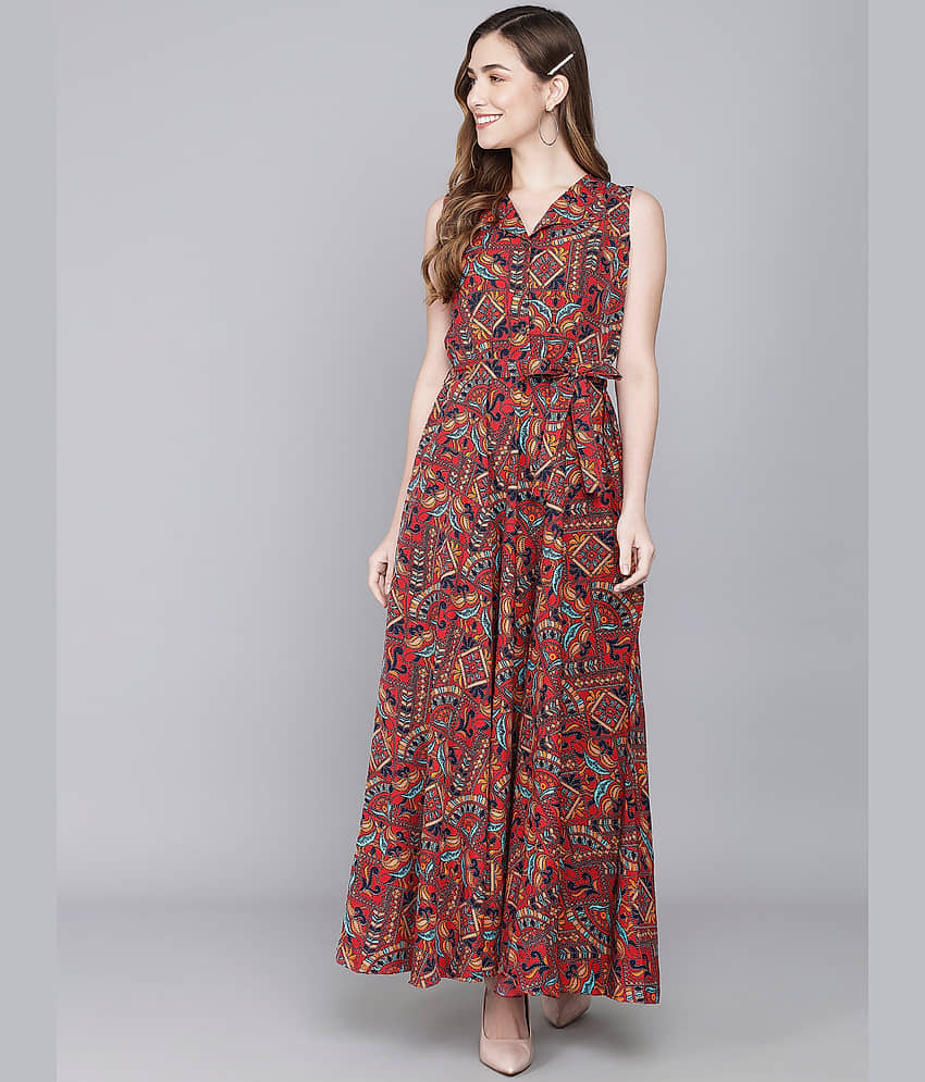 TOGZZ Women Crepe Printed Ethnic Dress ( Multi Color )