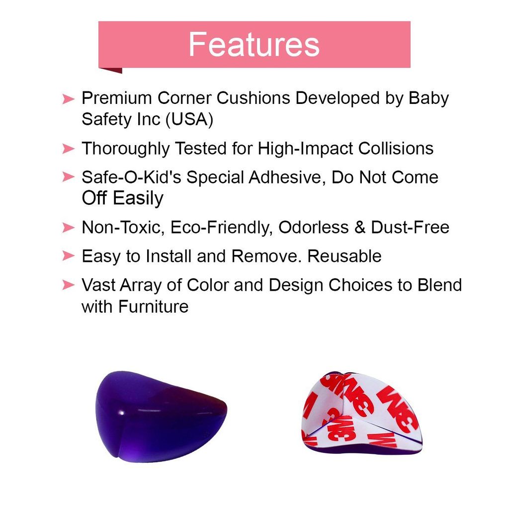 Safe-O-Kid' Tear Drop Colorful Corner Caps, Purple, Pack of 16 view 2