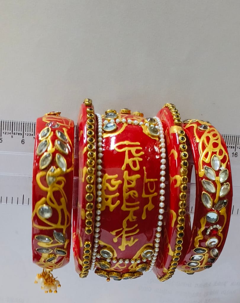 Red & Gold Embellished Bangles view 2