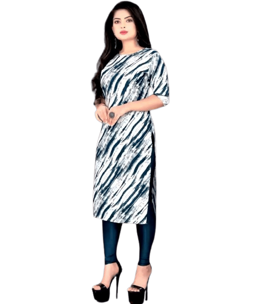 VACHHARAJ GROUP Crepe Printed A-line Women's Kurti - Blue ( Pack of 2 ) view 2