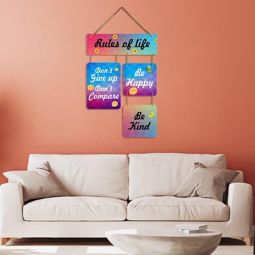 Charmor Rules of Lifes Decorative Wooden Wall Hanger for Living Room | Bedroom | Home Decor | Office | Gifts (WH2913) view 2