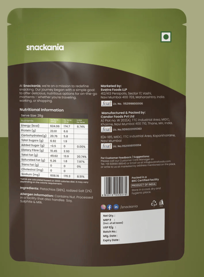 Snackania California Pistachio | Roasted & Salted Dry Fruit | Premium Pista Dry Fruit | Tasty & Healthy Snack | High in Protein & Dietary Fiber | 230g - Ideal for Weight Management & Wellness view 2