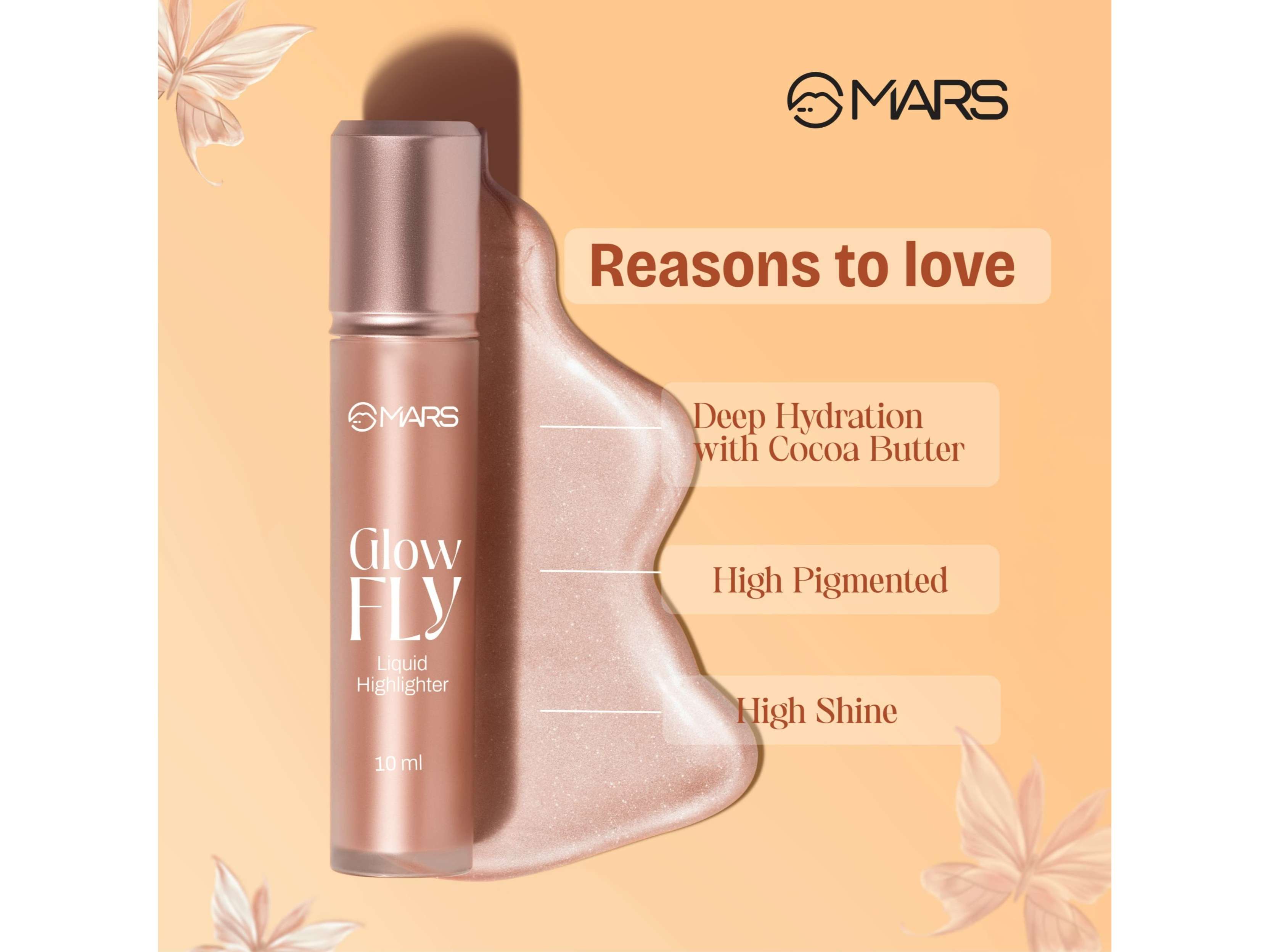 MARS Glow Fly Liquid Highlighter with Sunflower Seed Oil 10 ml - Winged Gold view 2
