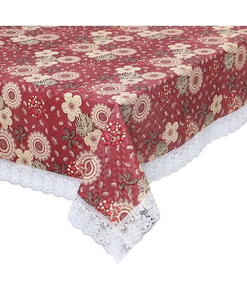 Printed PVC 6 Seater Rectangle Table Cover ( 228 x 152 ) cm Pack of 1 Maroon view 2