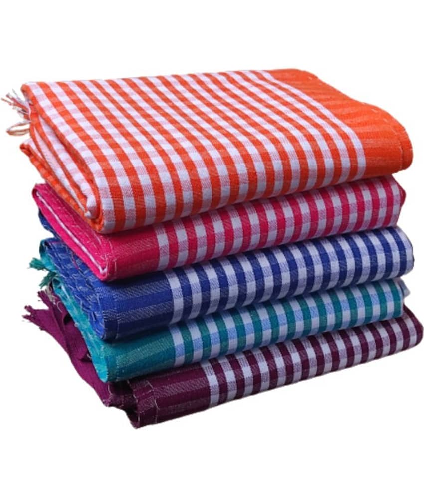 KAKUMANU - Multicolor Cotton Checks Bath Towel (Pack of 5)